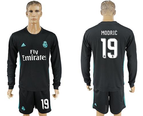 Real Madrid #19 Modric Away Long Sleeves Soccer Club Jersey - Click Image to Close